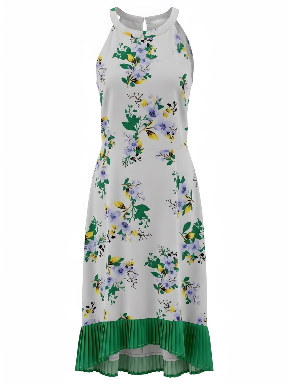 Kensie White Floral Maxi Dress with Green and Yellow Accents